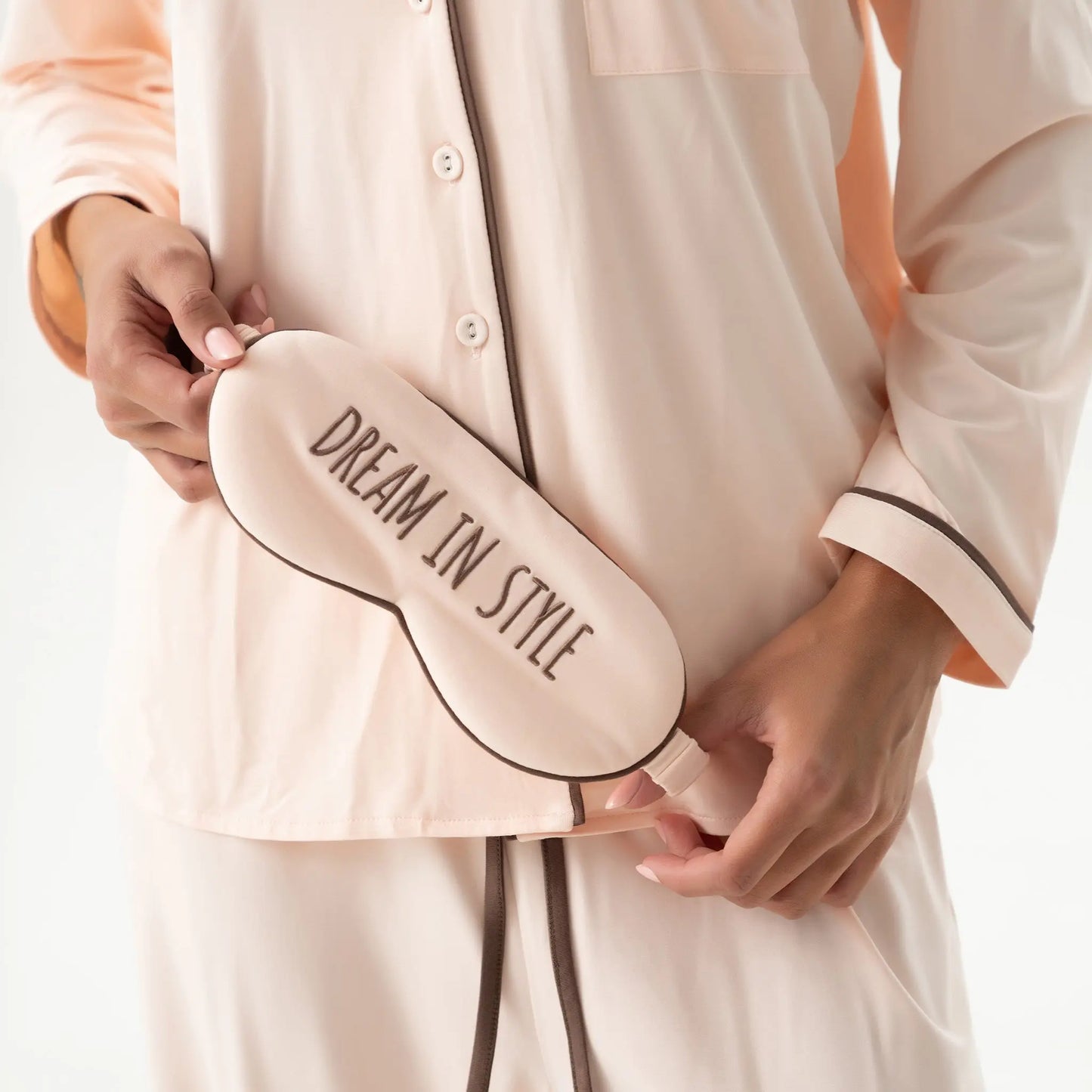 Bamboo Long Pyjama Set in Peach Powder NOKAYA