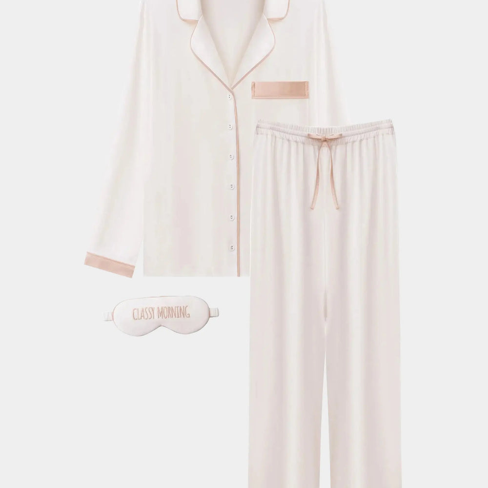 Bamboo Long Pyjama Set in Unbleached Cotton NOKAYA
