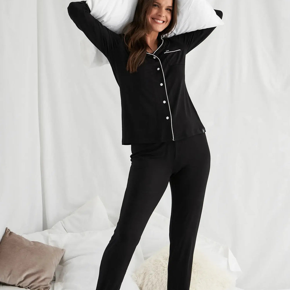 Bamboo Pyjama Set in Black Pretty You London