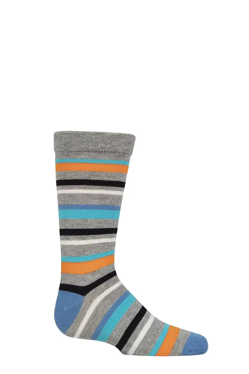 Bamboo Socks with Comfort Cuff and Smooth Toe Seams Grey Blue Orange LazyPanda