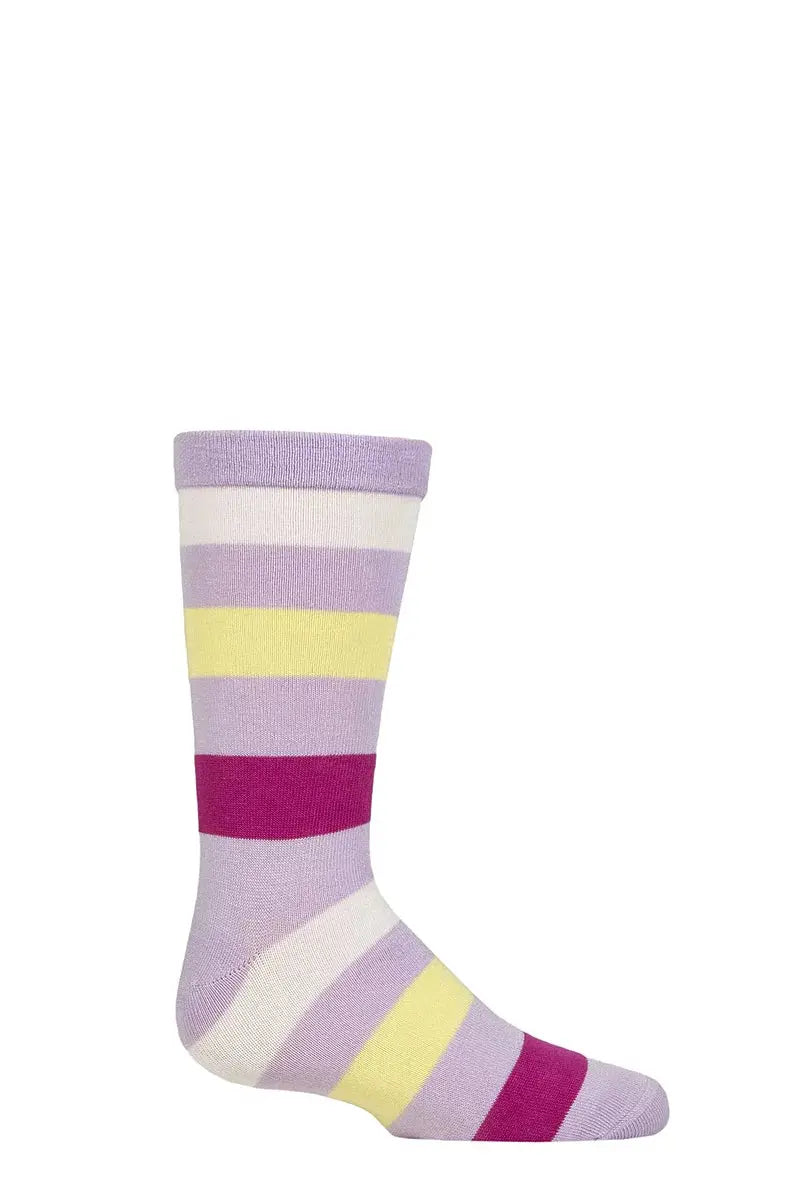 Bamboo Socks with Comfort Cuff and Smooth Toe Seams Pink Lilac Yellow LazyPanda