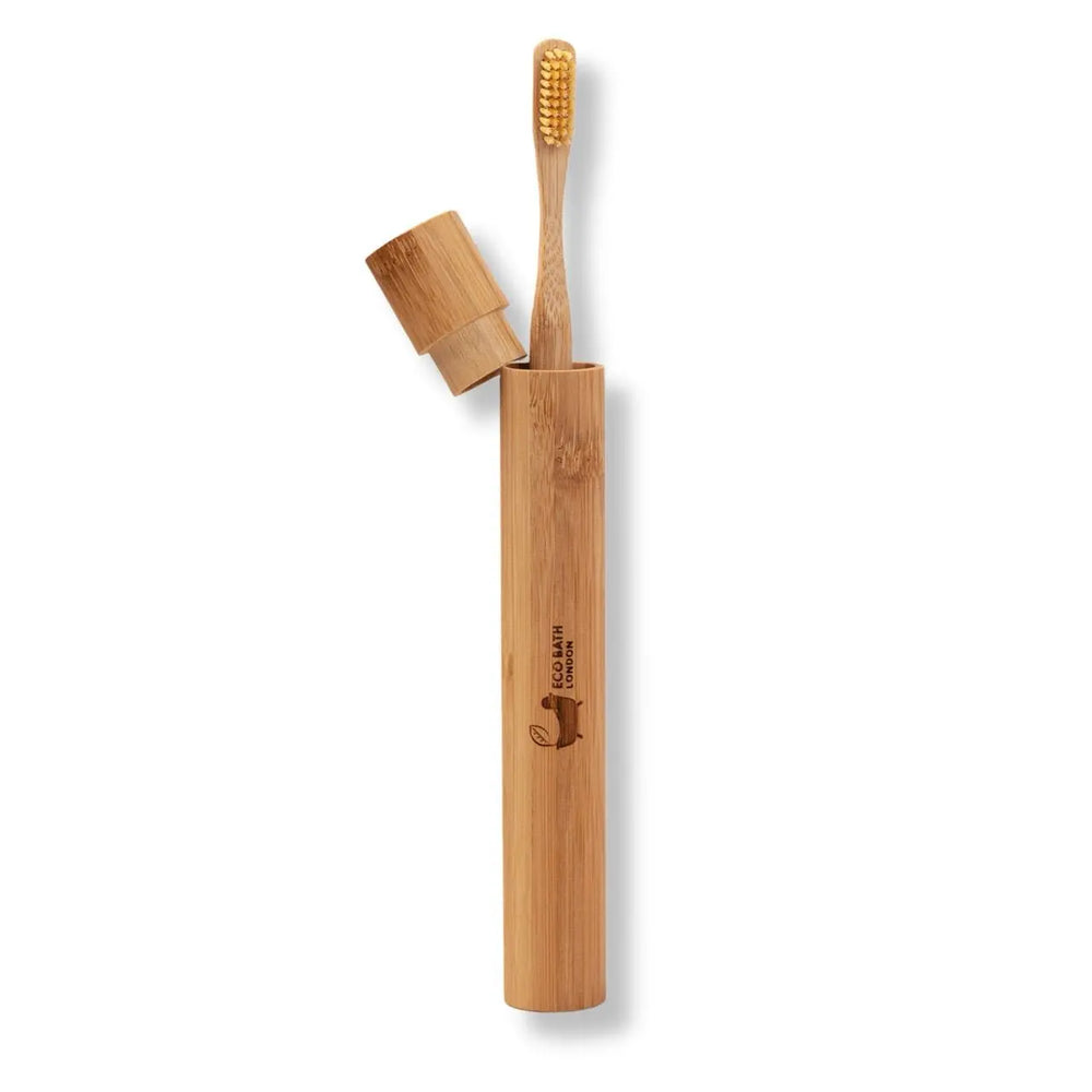 Bamboo Toothbrush in Bamboo Tube Travel Case Eco Bath London