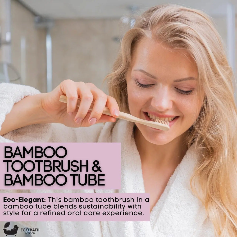 Bamboo Toothbrush in Bamboo Tube Travel Case Eco Bath London