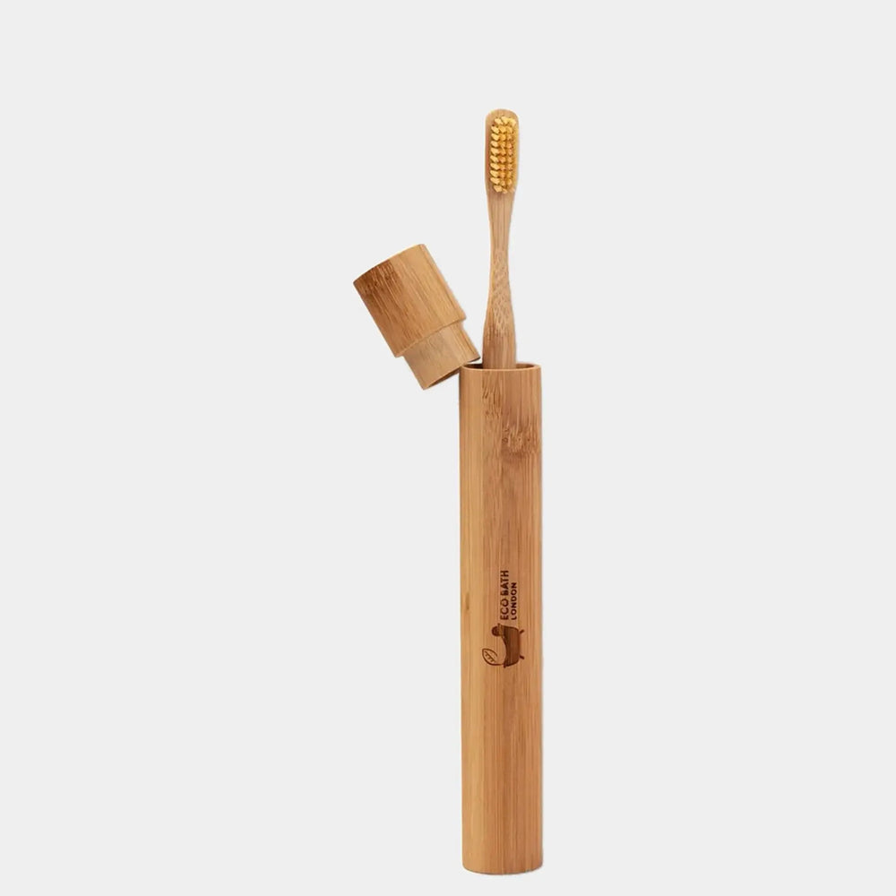 Bamboo Toothbrush in Bamboo Tube Travel Case Eco Bath London