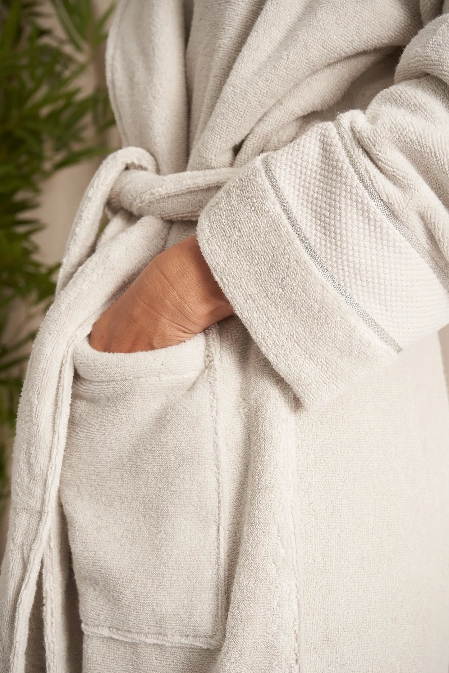 Bamboo Towelling Robe in Light Grey Pretty You London