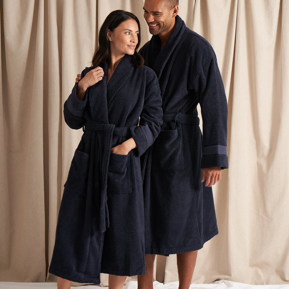Bamboo Towelling Robe in Midnight Pretty You London
