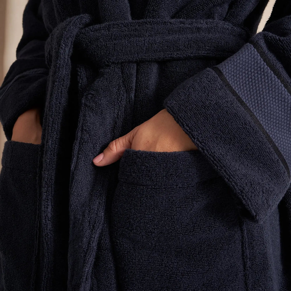 Bamboo Towelling Robe in Midnight Pretty You London