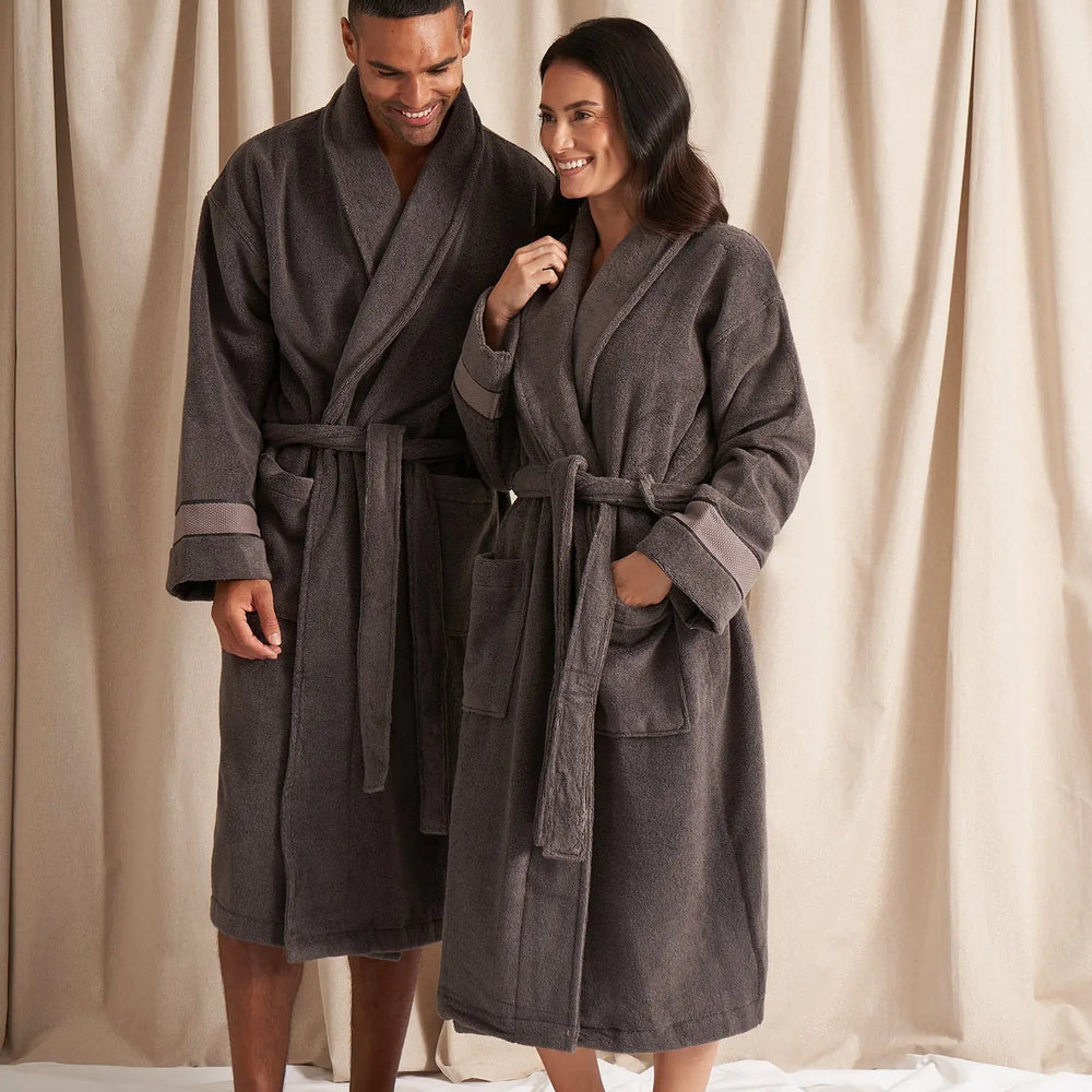 Bamboo Towelling Robe in Smoke Grey Pretty You London