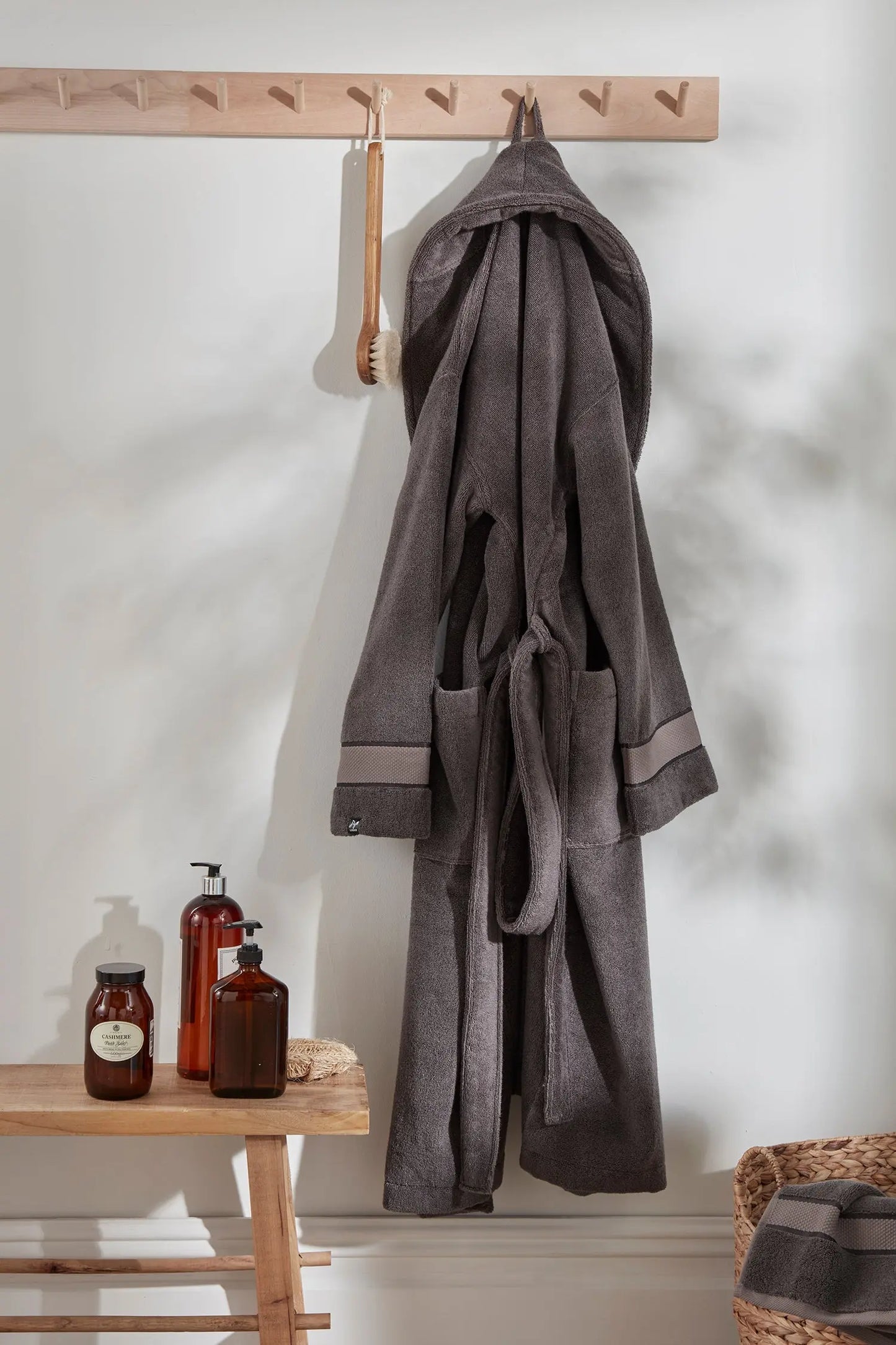 Bamboo Towelling Robe in Smoke Grey Pretty You London