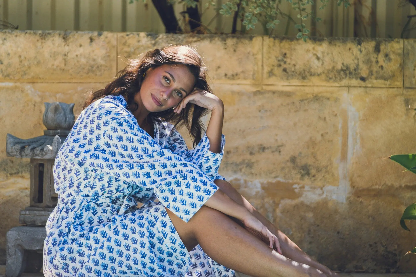 Bandana Hand Block Printed Cotton Robe Naree Clothing