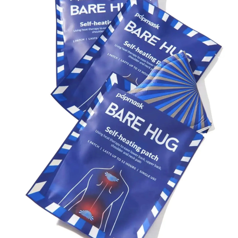 Bare Hug Muscle Self-Heating Patches – 3 Pack | Fast-Acting Heat Therapy for Pain Relief in Back, Neck & Shoulders | Lasts Up to 12 Hours Popmask