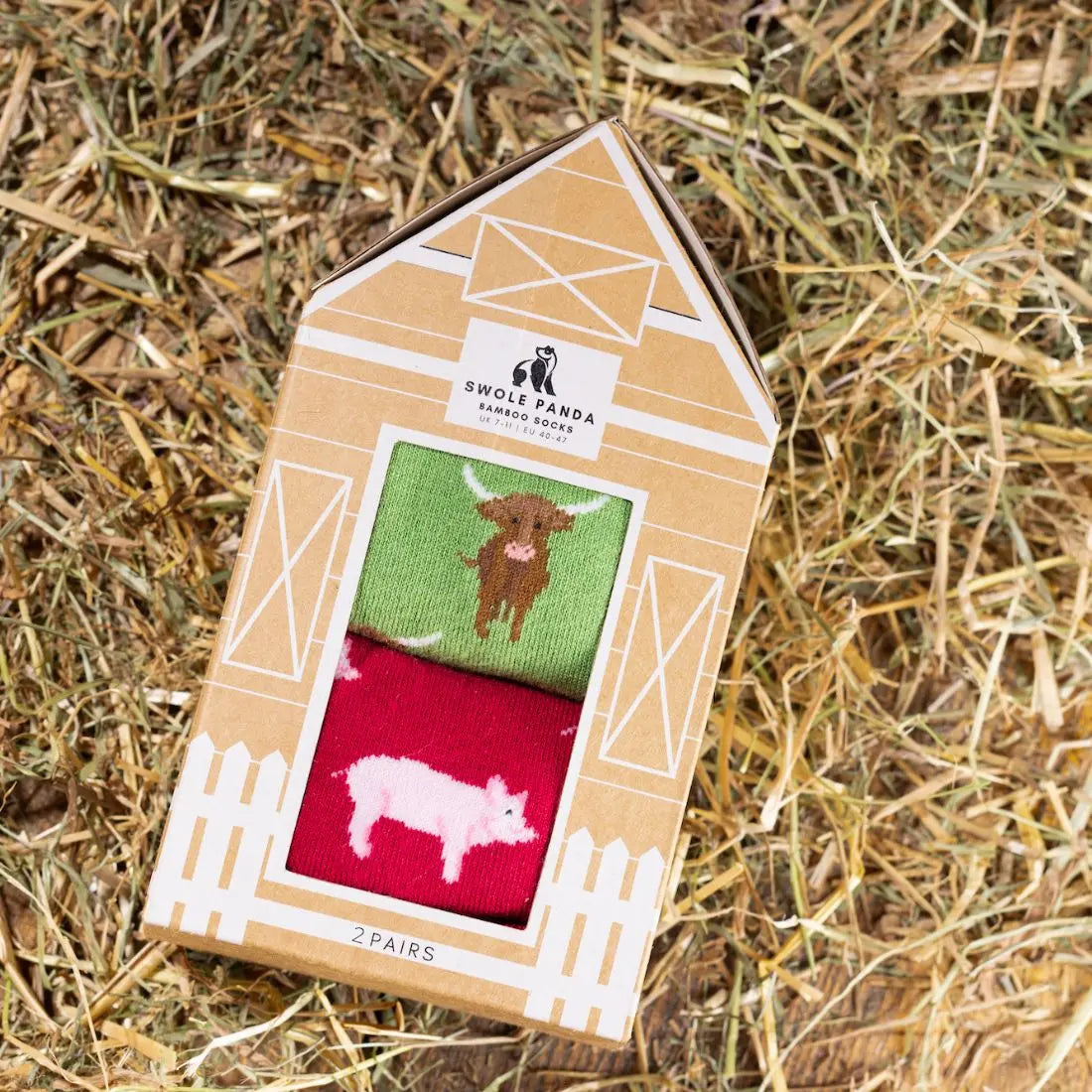 Barn Sock Box - 2 Pairs of Bamboo Socks (His) Swole Panda