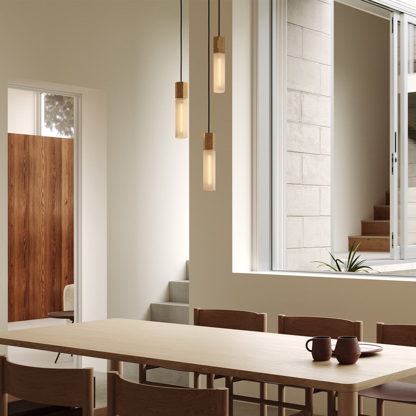 Basalt Triple Pendant in Brass Tala