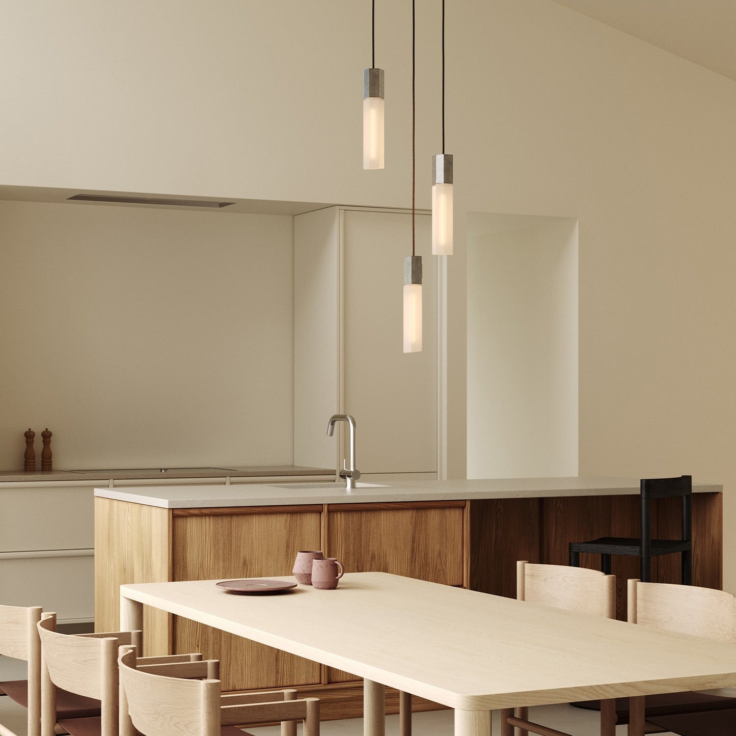 Basalt Triple Pendant in Stainless Steel Tala