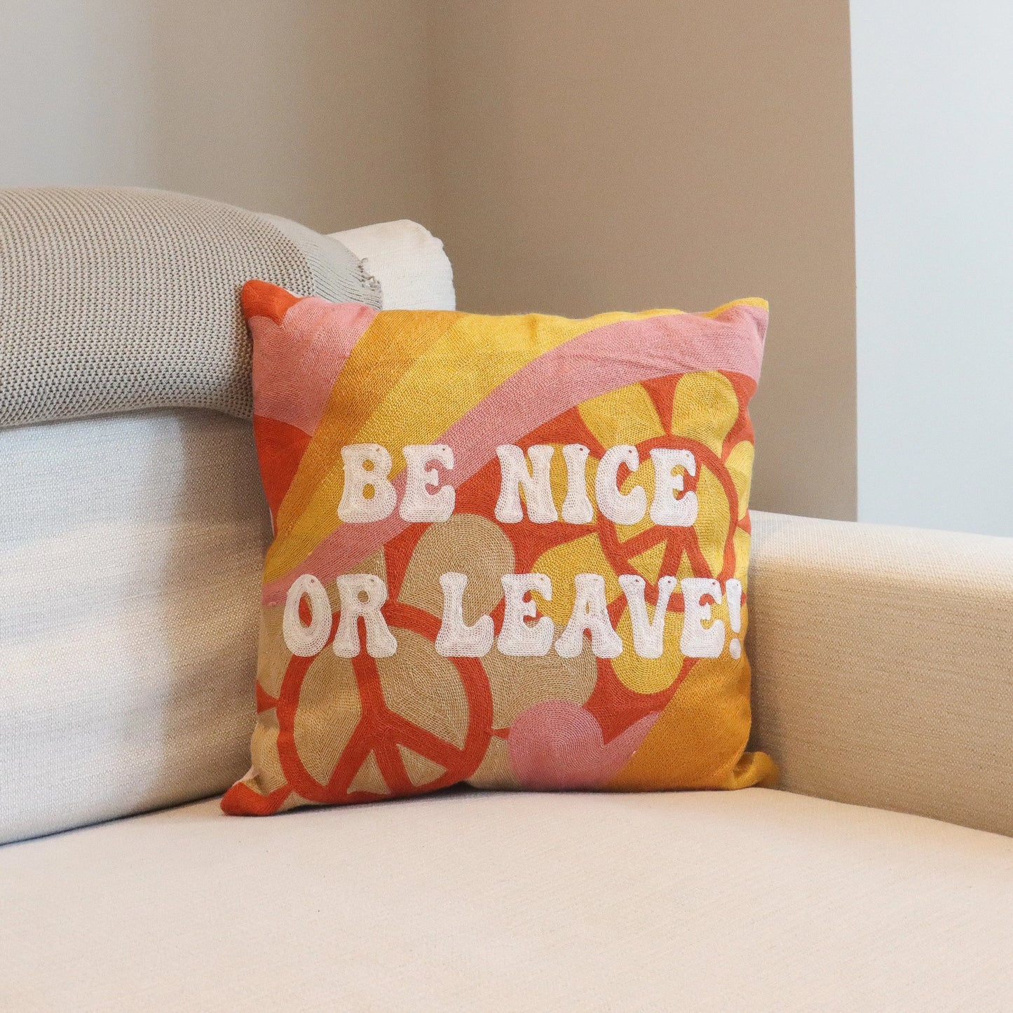Be Nice or Leave Needlepoint Cushion The Pillow Drop