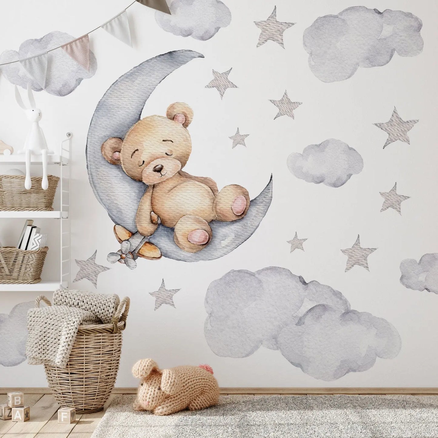 Bear on Moon Nursery Wall Decal | Bear Wall Decal | Baby Nursery Décor | Easily Repositionable ClickWalls