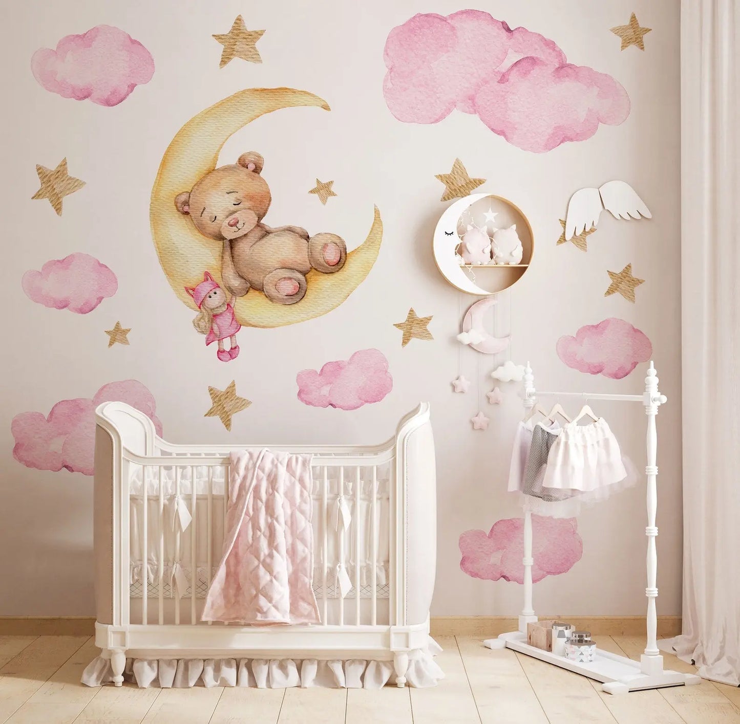 Bear on Moon Nursery Wall Decal | Bear Wall Decal | Baby Nursery Décor | Easily Repositionable ClickWalls