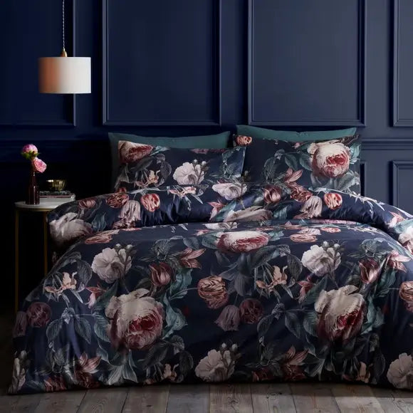 Beatrix Floral Velvet Duvet Cover & Pillowcase Set Dunelm