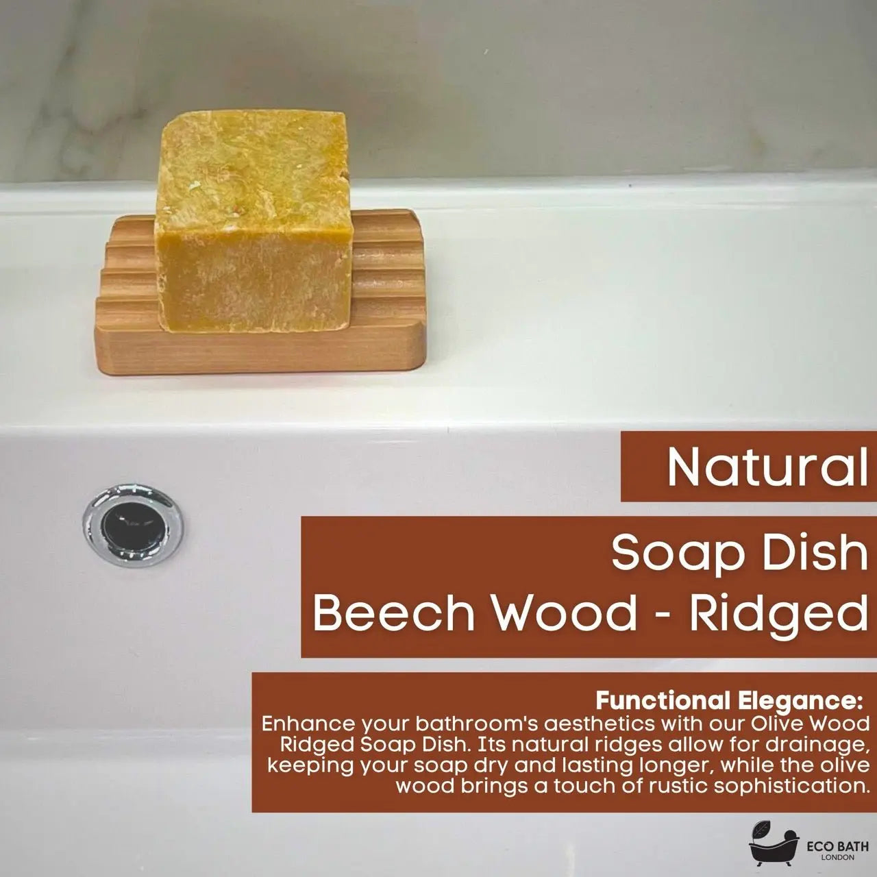 Beech Wood Ridged Soap Dish Eco Bath London
