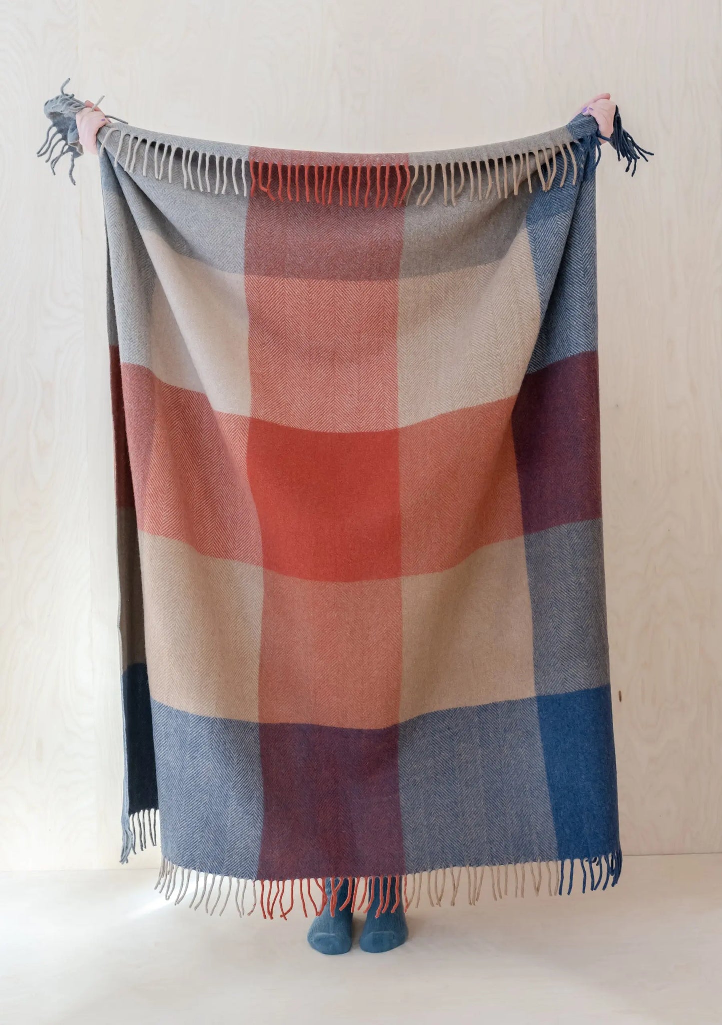 Beige Herringbone Wool Blanket TartanBlanketCo
