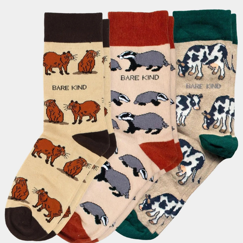 Beige Lover 3 Pack Bamboo Sock Set Bare Kind