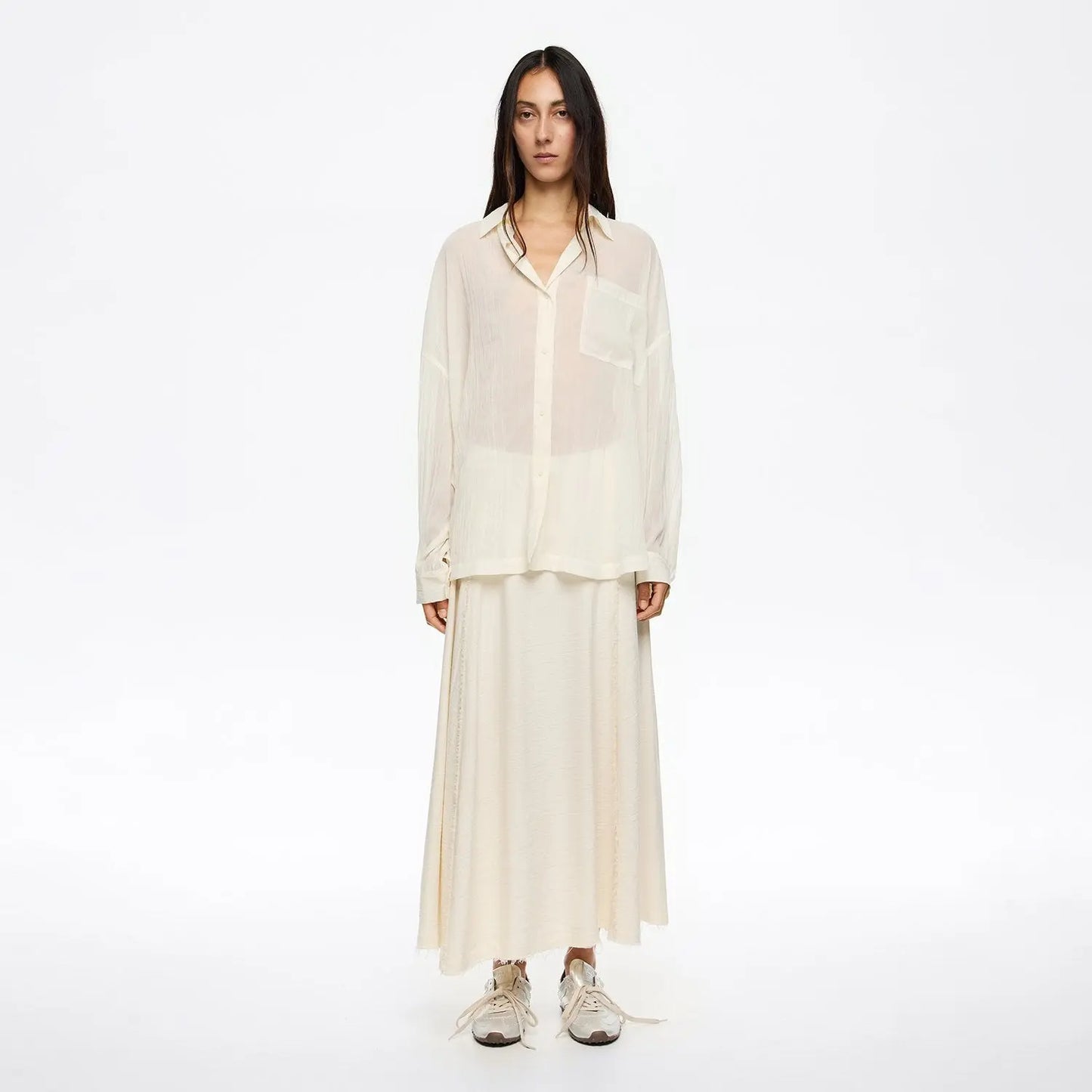 Beige flared A-line midi skirt Bimba y Lola UK