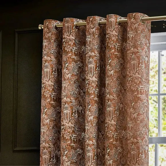 Bengal Amber Eyelet Curtains Dunelm