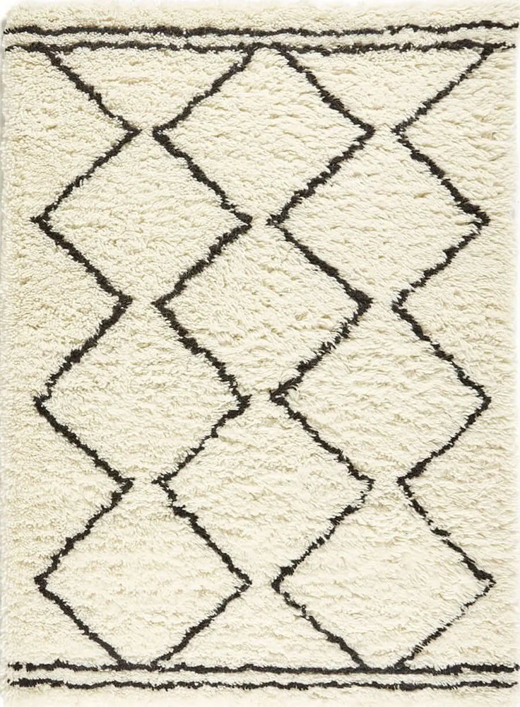 Berber Cream/Black Wool Shaggy Rug The Rugs