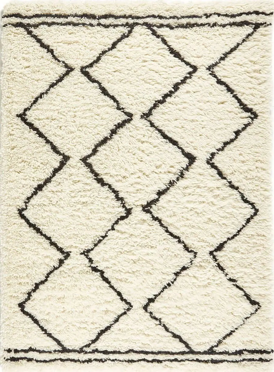 Berber Cream/Black Wool Shaggy Rug The Rugs
