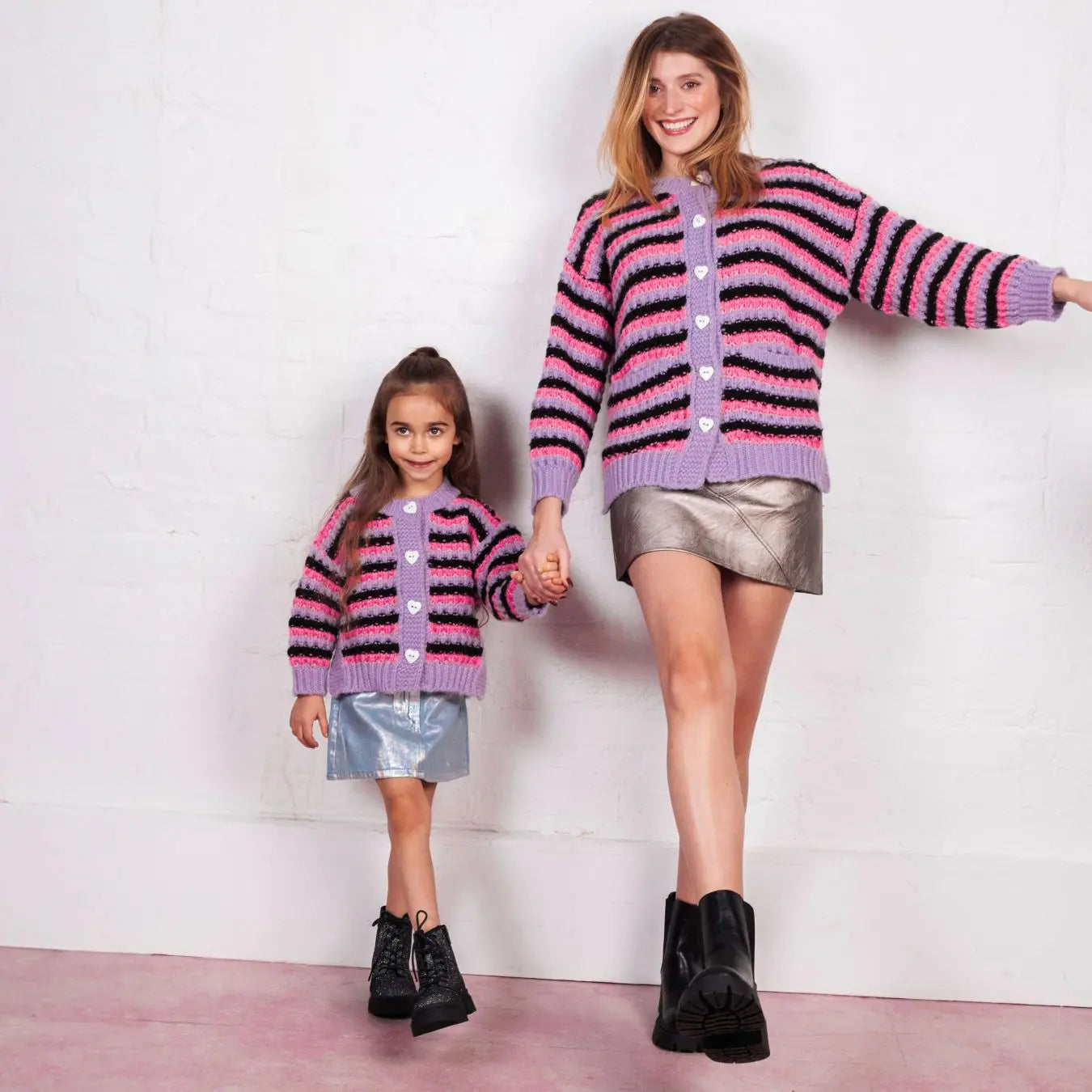 Bernice Mini Me Stripe Cross Stitch Cardigan - Lilac Cara & The Sky