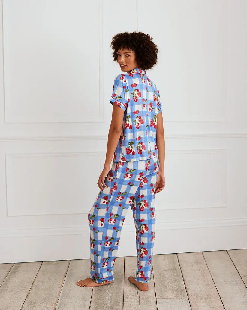 Berries & Gingham Print Women's Long Pyjama Set Chelsea Peers