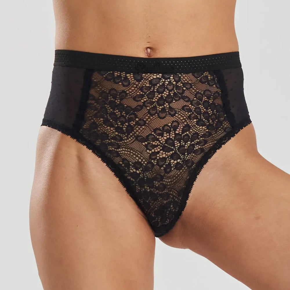 Betony Recycled-Tulle High-Rise Briefs - Volcanic Black Peachaus