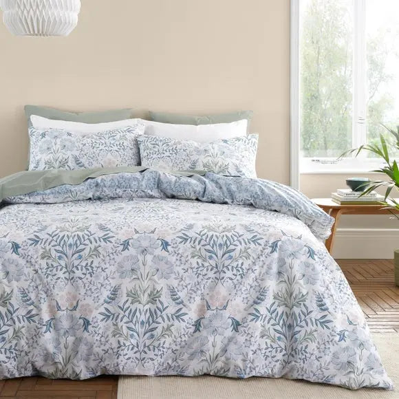Bianca Hedgerow Hopper 200 Thread Count Cotton Blue Duvet Cover and Pillowcase Set Dunelm