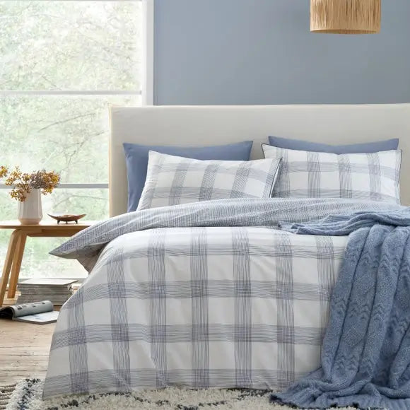 Bianca Marlow Check Reversible Duvet Cover & Pillowcase Set Dunelm