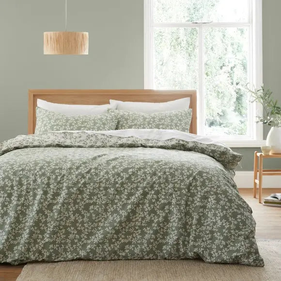 Bianca Shadow Leaves 200 Thread Count Cotton Duvet Cover and Pillowcase Set Dunelm