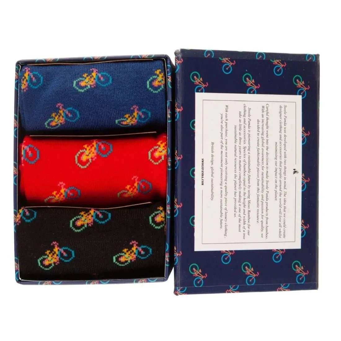 Bicycle Sock Box - 3 Pairs of Bamboo Socks (His) Swole Panda
