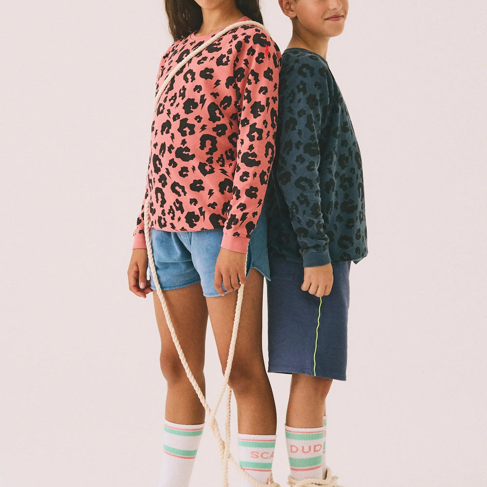 Big Kids Coral with Black Leopard Classic Sweatshirt Scamp & Dude