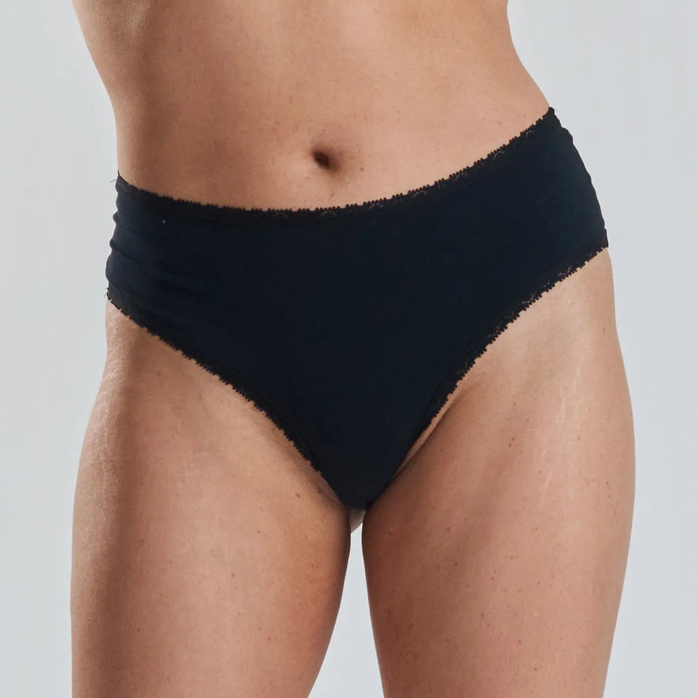 Birch Organic-Cotton Brazilian Briefs - Volcanic Black Peachaus