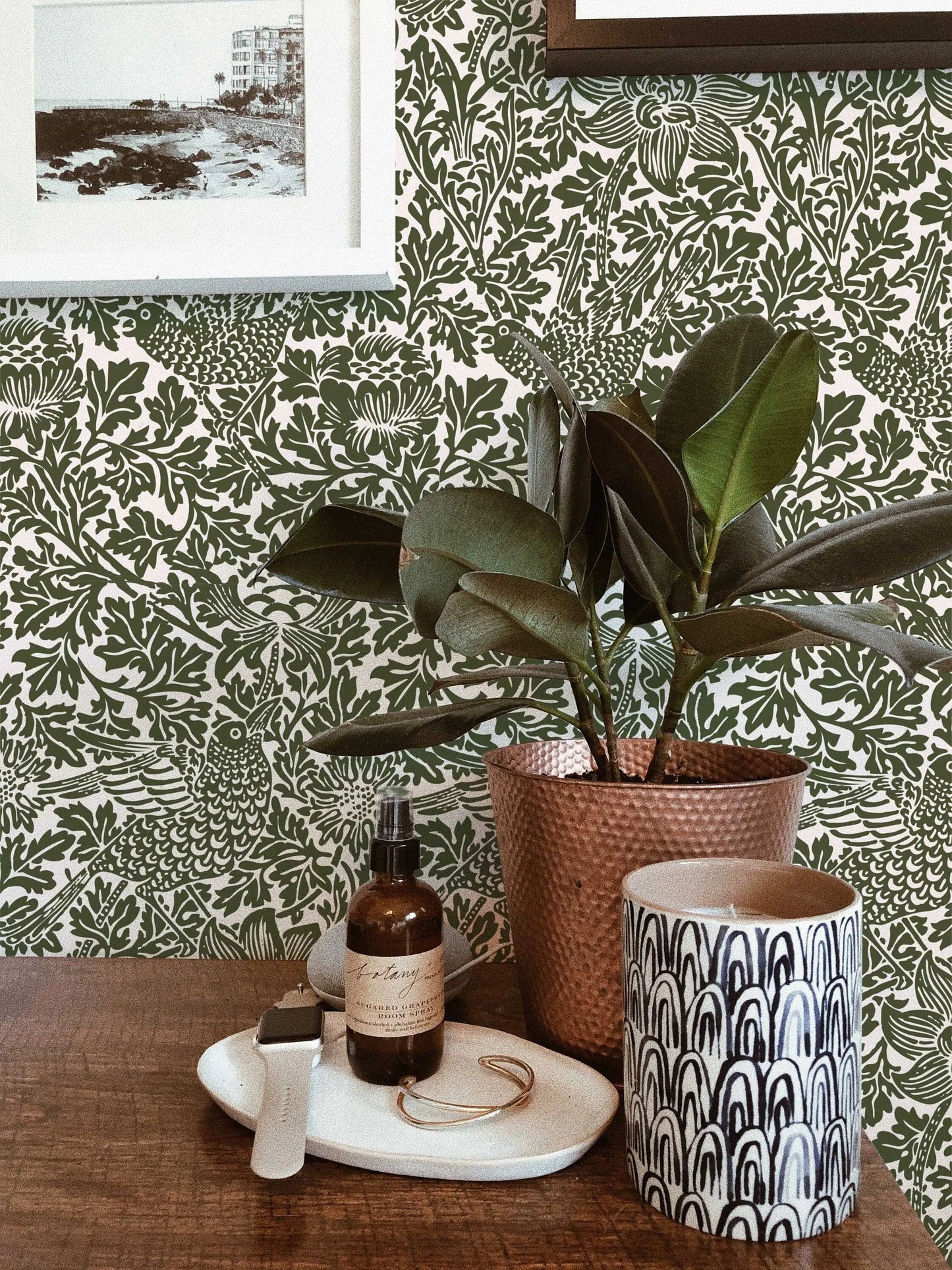 Bird Song Green William Morris Removable Wallpaper | Self-Adhesive | Pasted | Mural | Temporary | Feature Wall Decoration ClickWalls