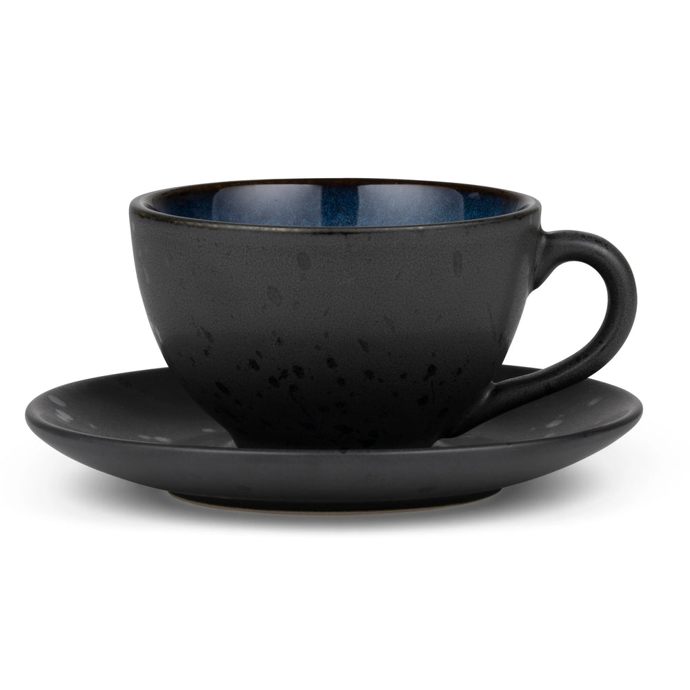 Bitz Bitz Cup With Saucer Black Dark Blue Bitz