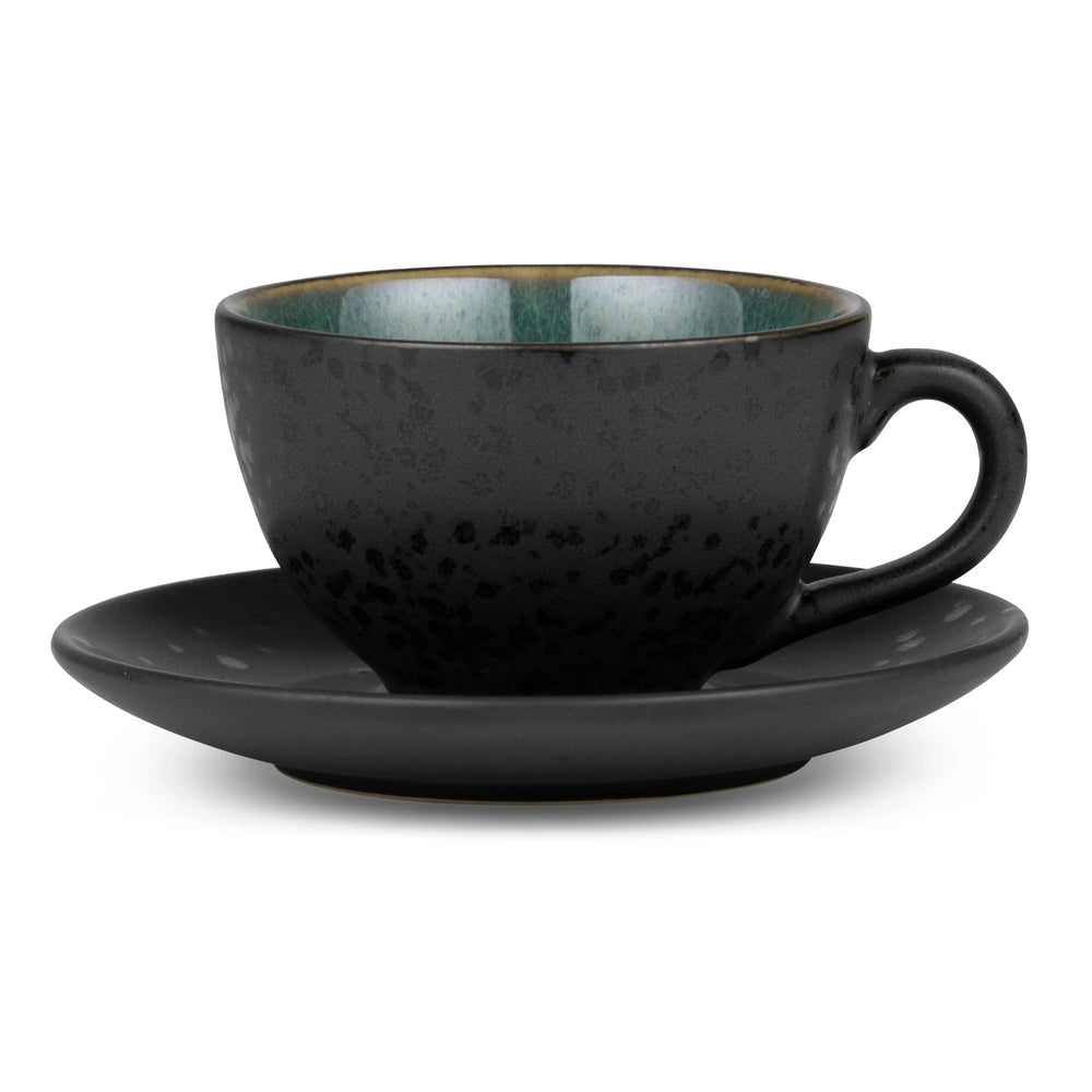 Bitz Bitz Cup With Saucer Black Green Bitz
