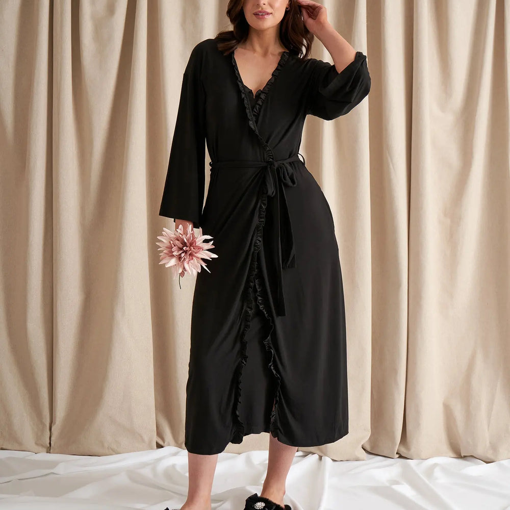 Black Bamboo Frill Kimono Pretty You London