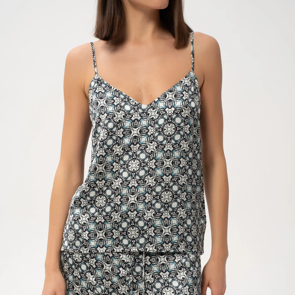 Black Crystal Neo Geo Silk Camisole NOKAYA