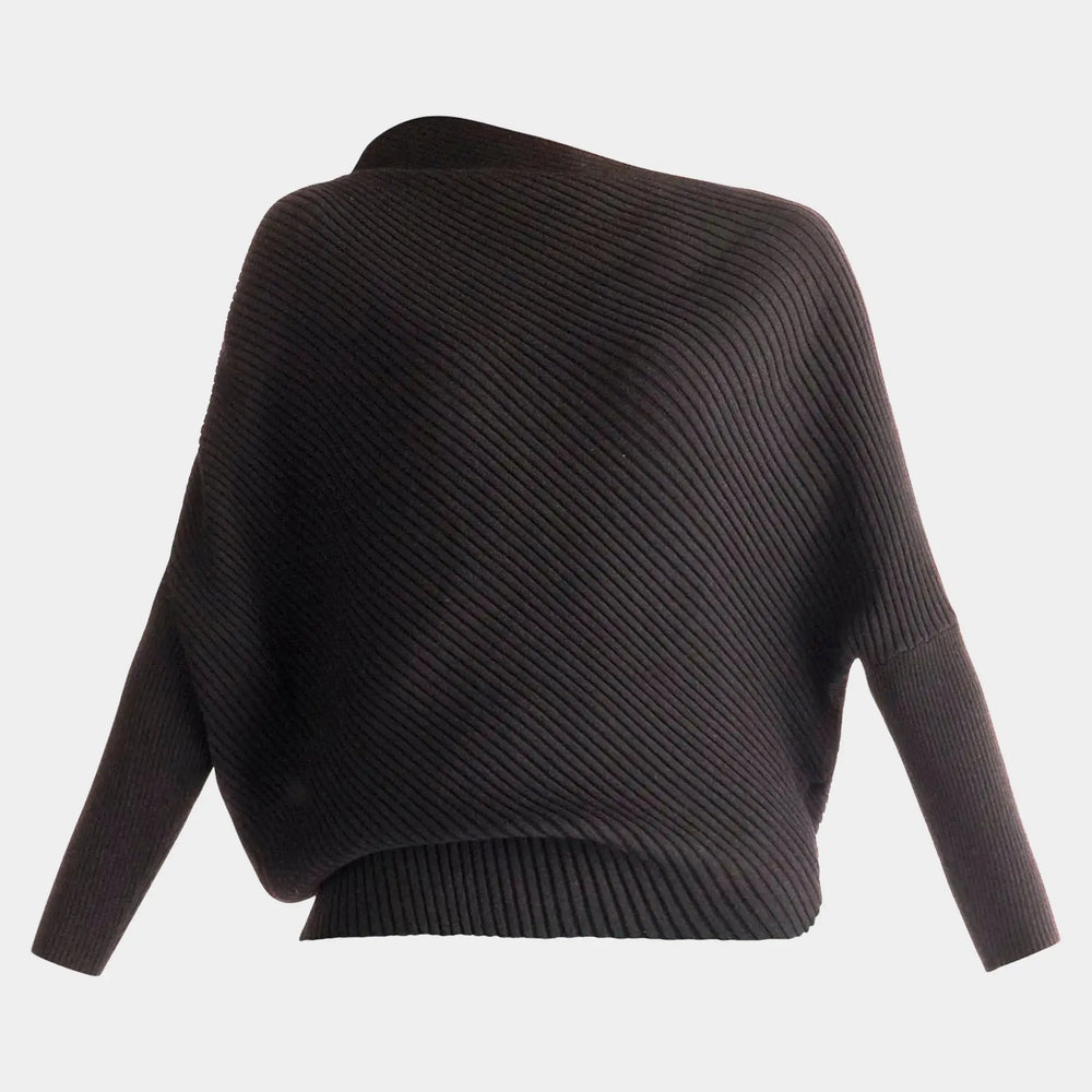 Black Draped Knitted Jumper Paisie