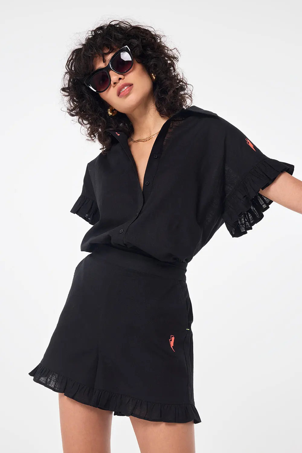 Black Frill Hem Shorts Scamp & Dude