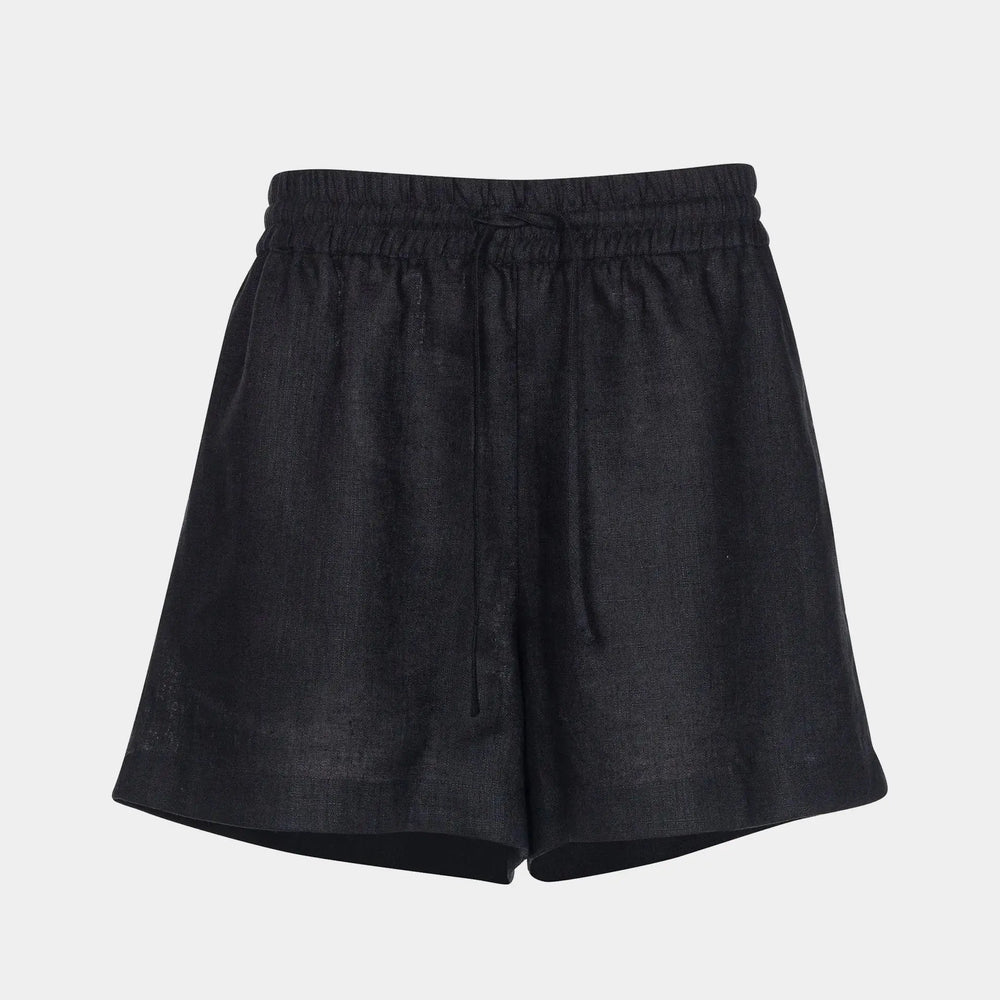 Black Heavy Linen Shorts Perfect Days NOKAYA