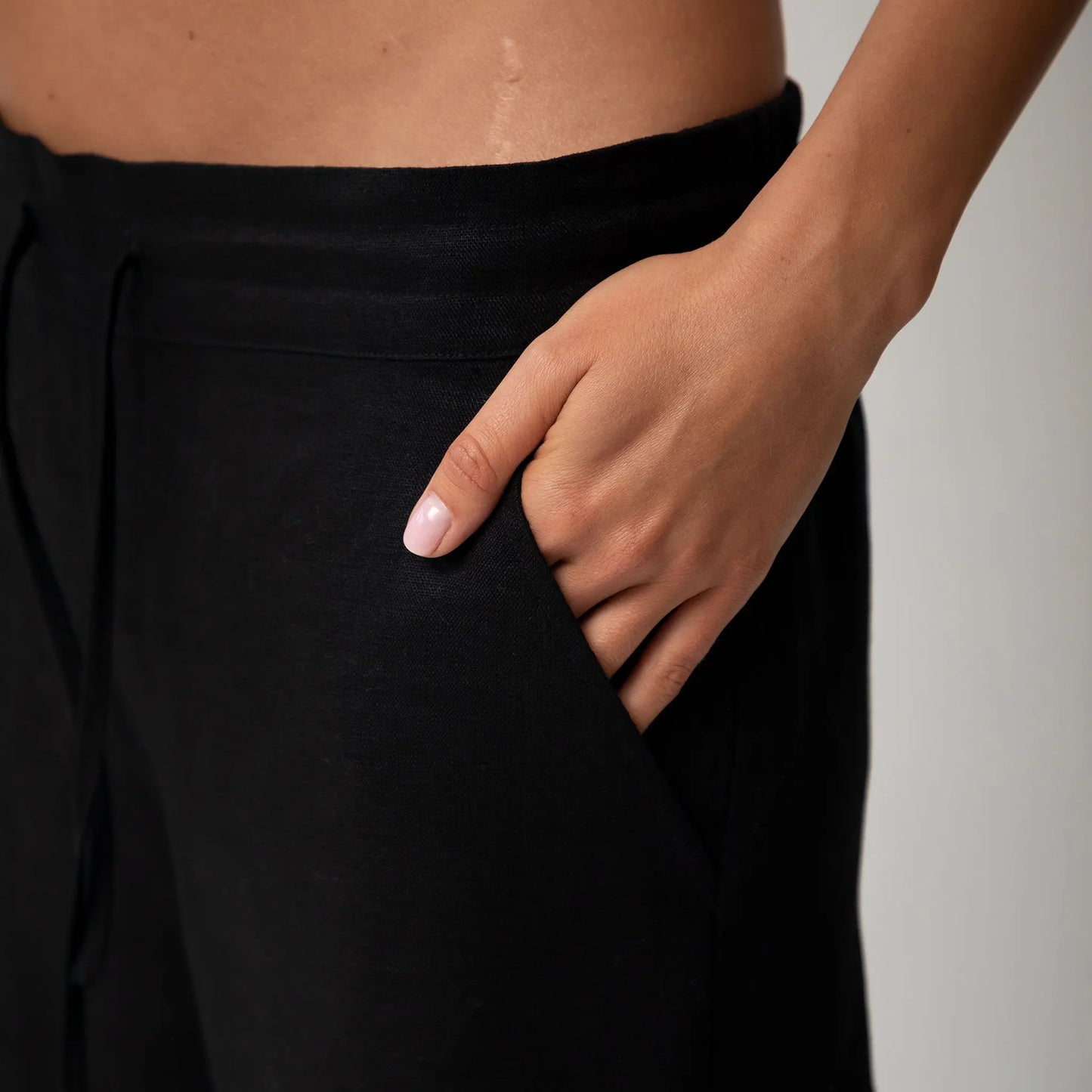 Black Heavy Linen Wide-leg Pants Perfect Days NOKAYA