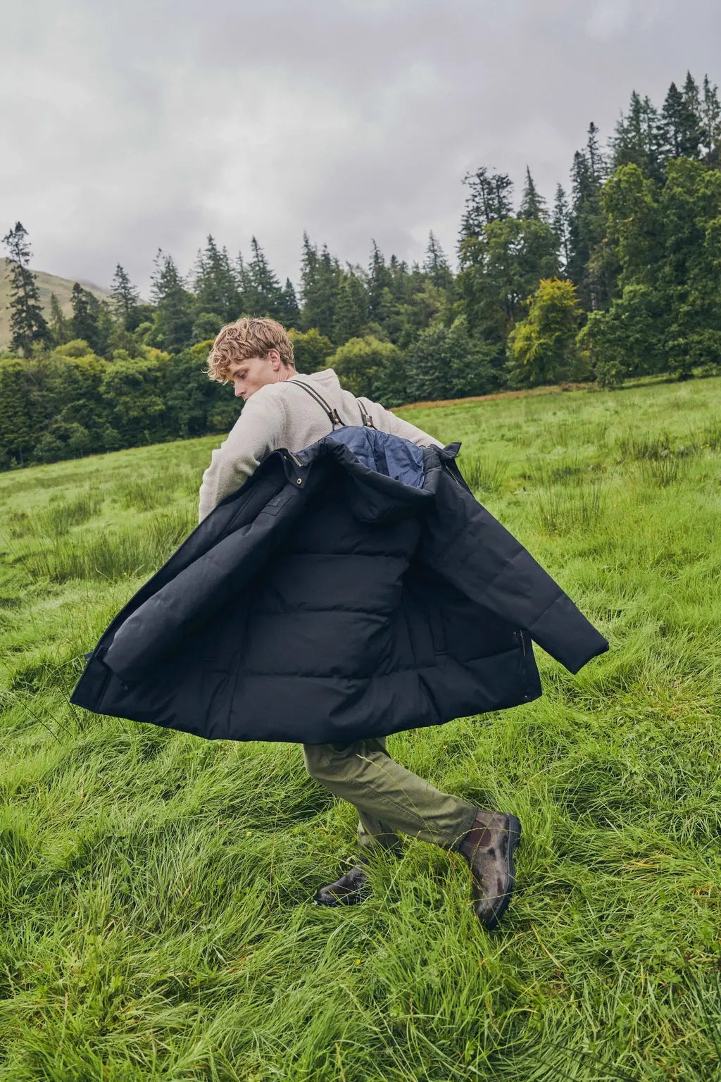 Black Landro Mid Length Puffer Jacket Gandys