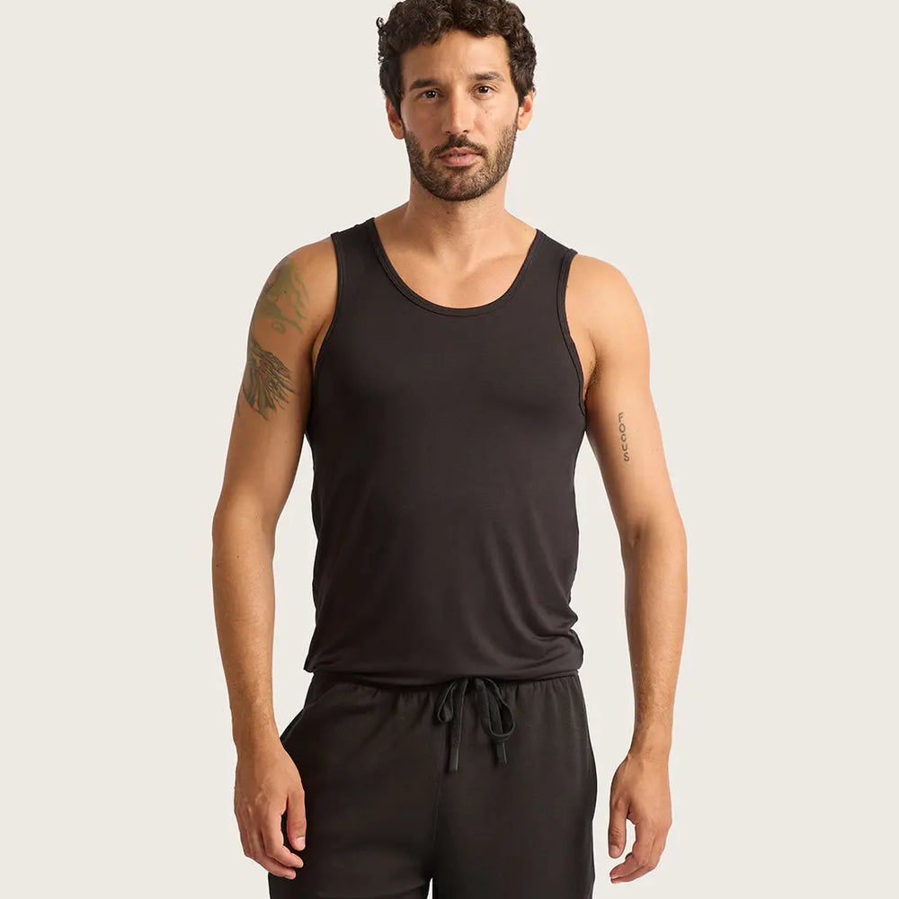 Black Mens Bamboo Singlet Boody