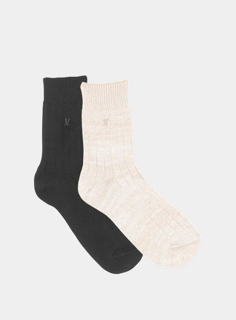 Black/Oatmeal Organic Cotton Socks 2 Pack Nudea